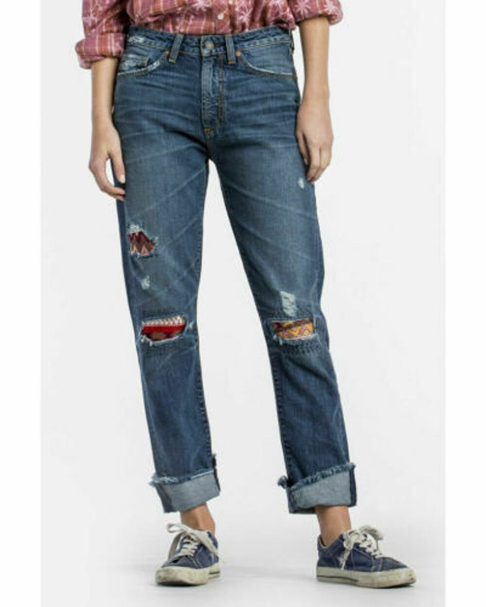 MM Vintage Boyfriend Cropped Jeans 29 x 28 GIGI Boro Patchwork Distressed